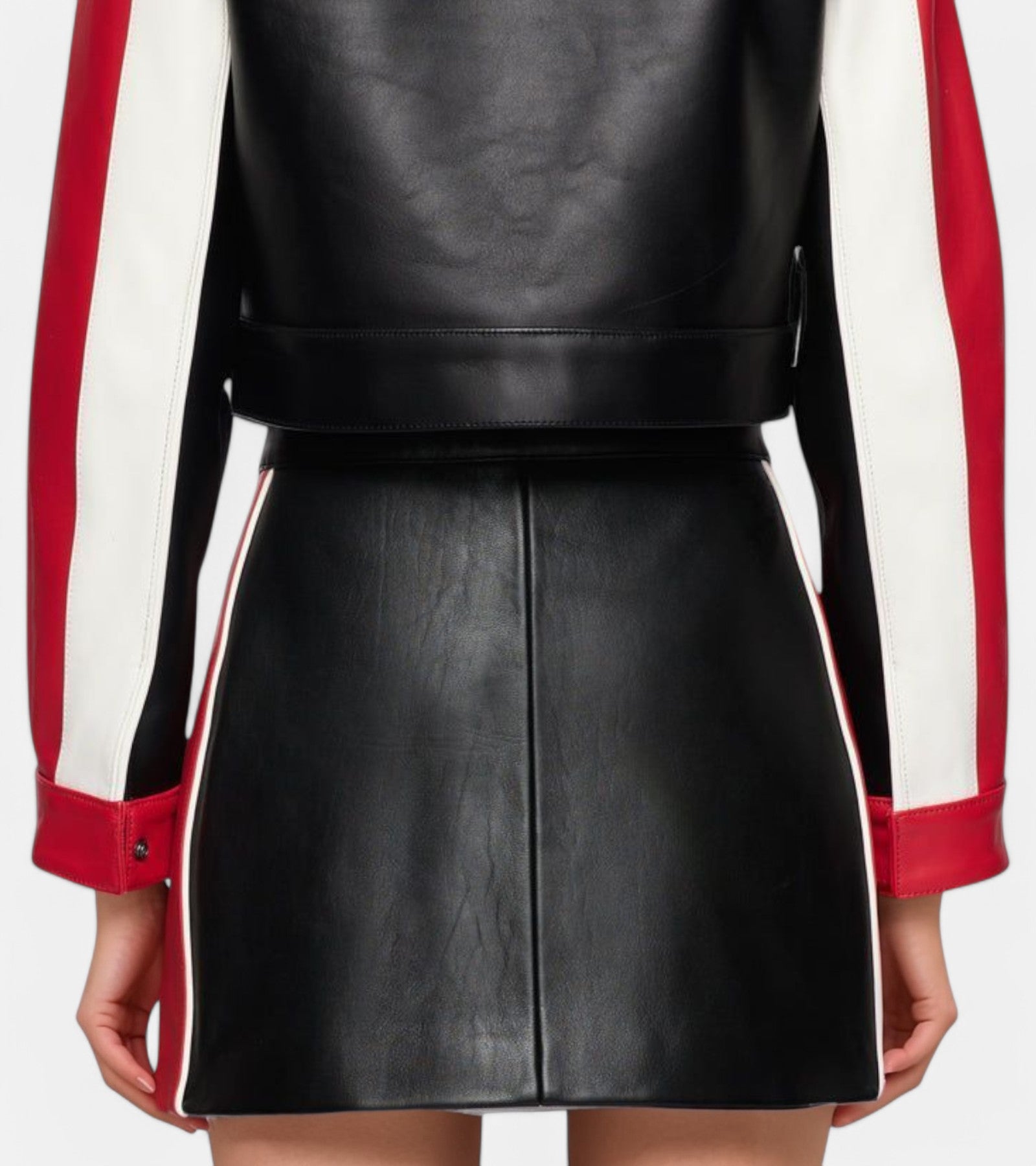 Red & Black VeraVogue Vegan Leather Skirt