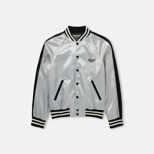 French Grey Satin Padded Jacket
