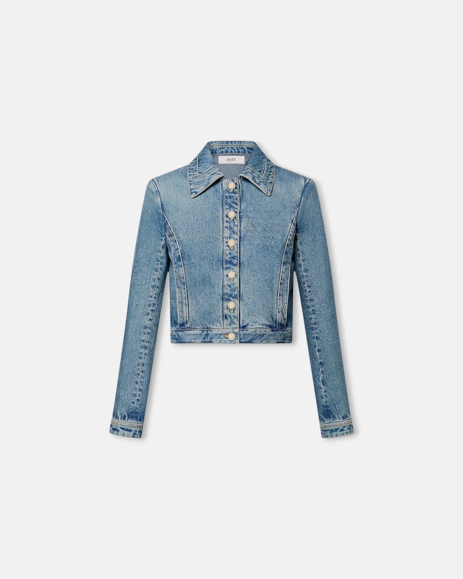 Denim Cropped Cyan Blue Jacket