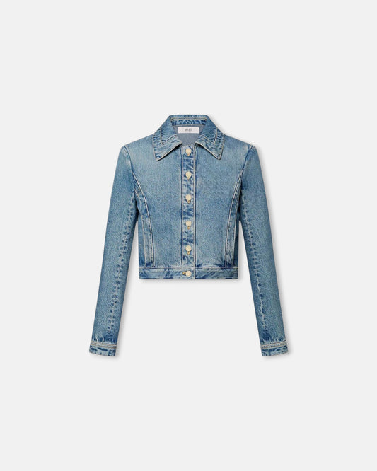 Denim Cropped Cyan Blue Jacket
