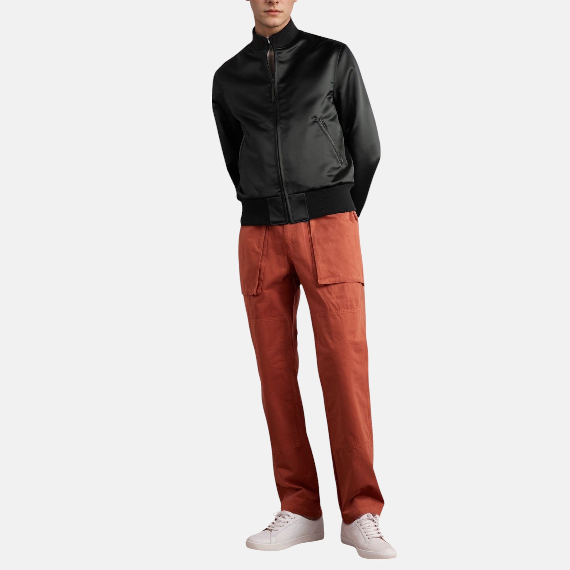 Jet Black Satin Padded Jacket