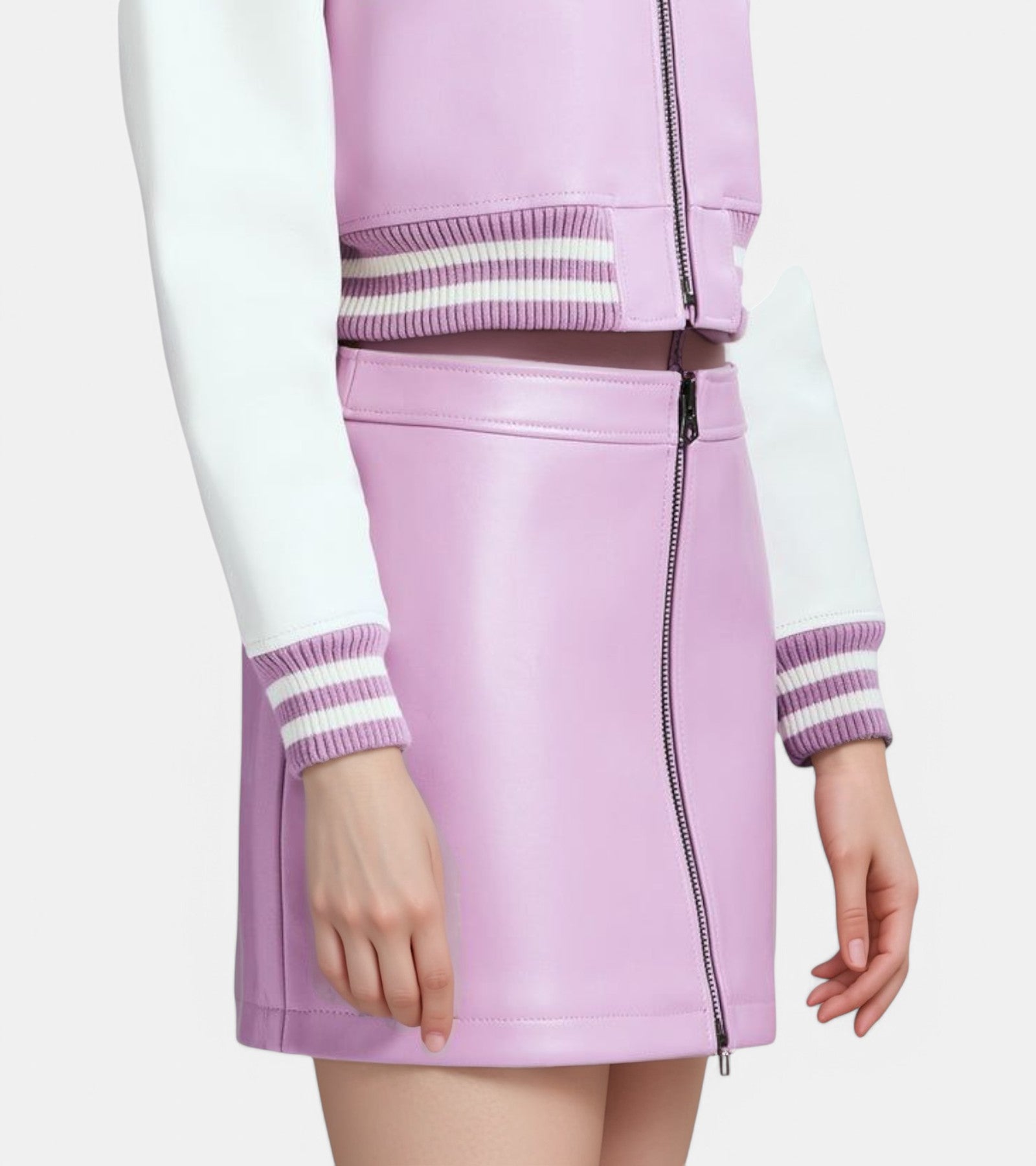 Light Pink VeraVogue Vegan Leather Skirt