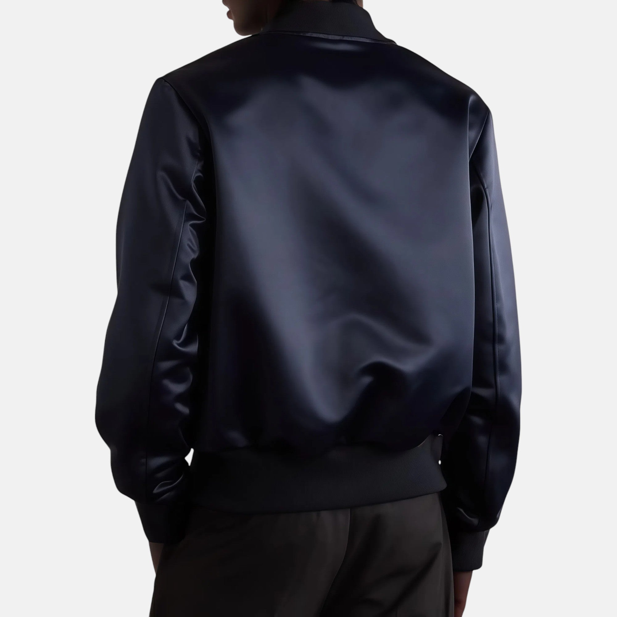 Navy Grey Satin Padded Jacket