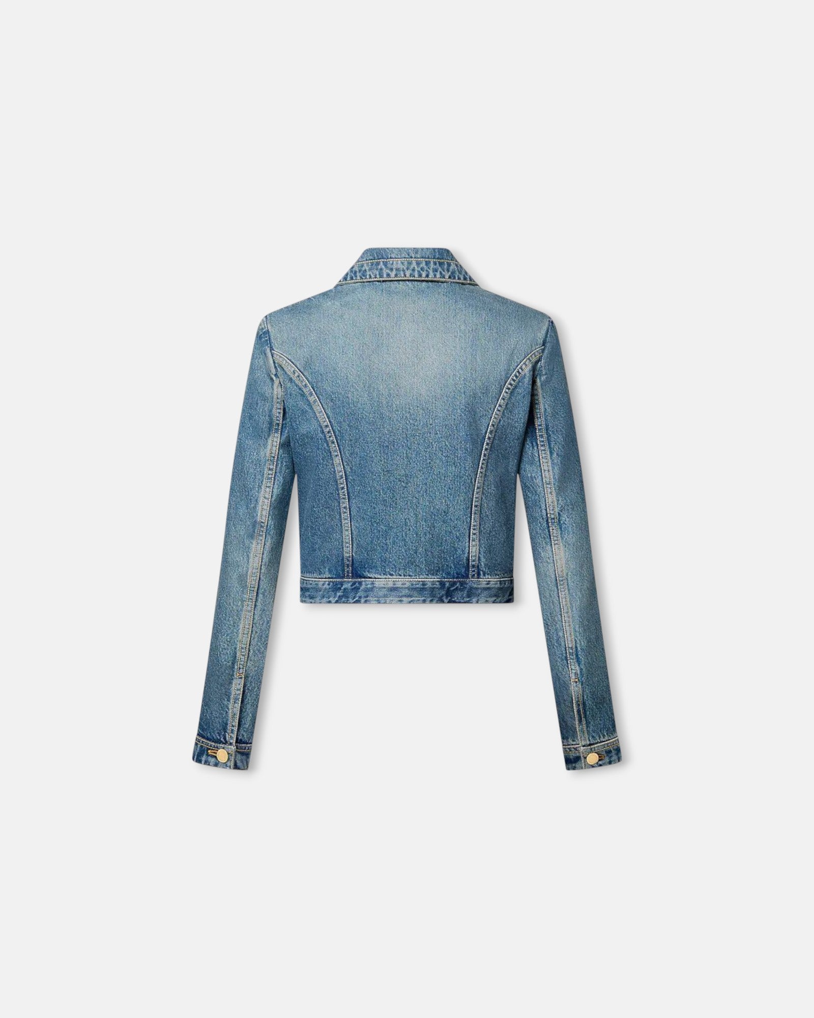 Denim Cropped Cyan Blue Jacket