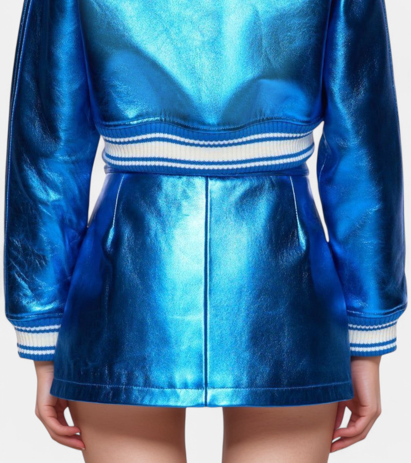 Metallic Blue VeraVogue Vegan Leather Skirt