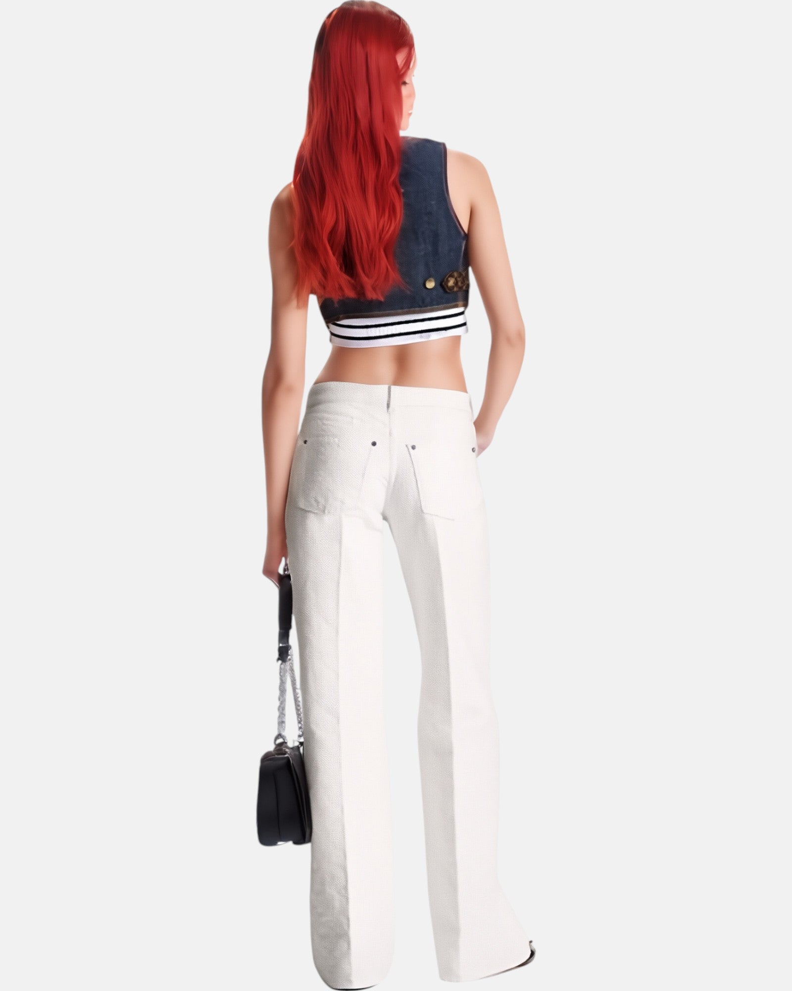 Denim Davy Grey Blue Crop Vest