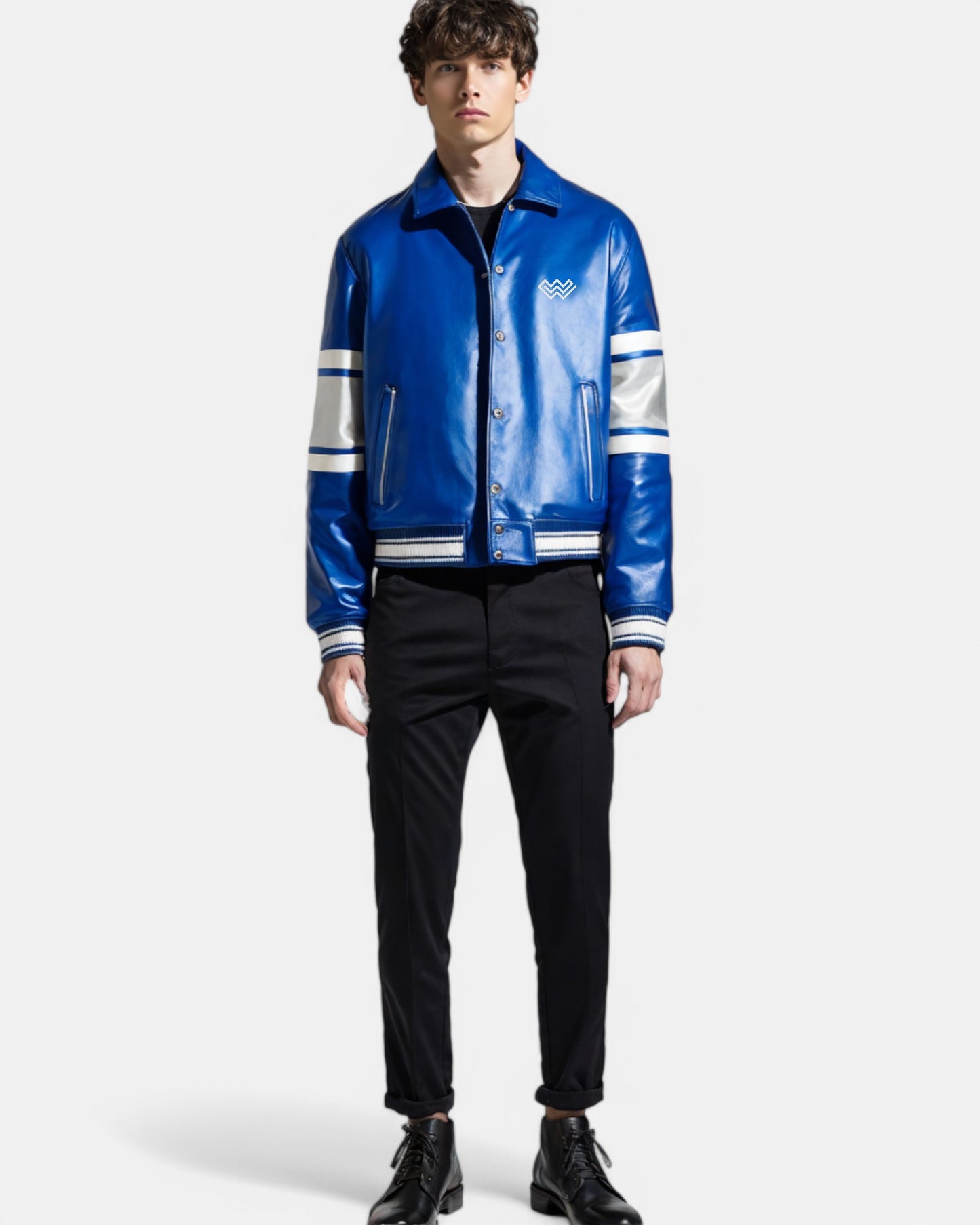 Blueberry Blue Vegan Leather Jacket