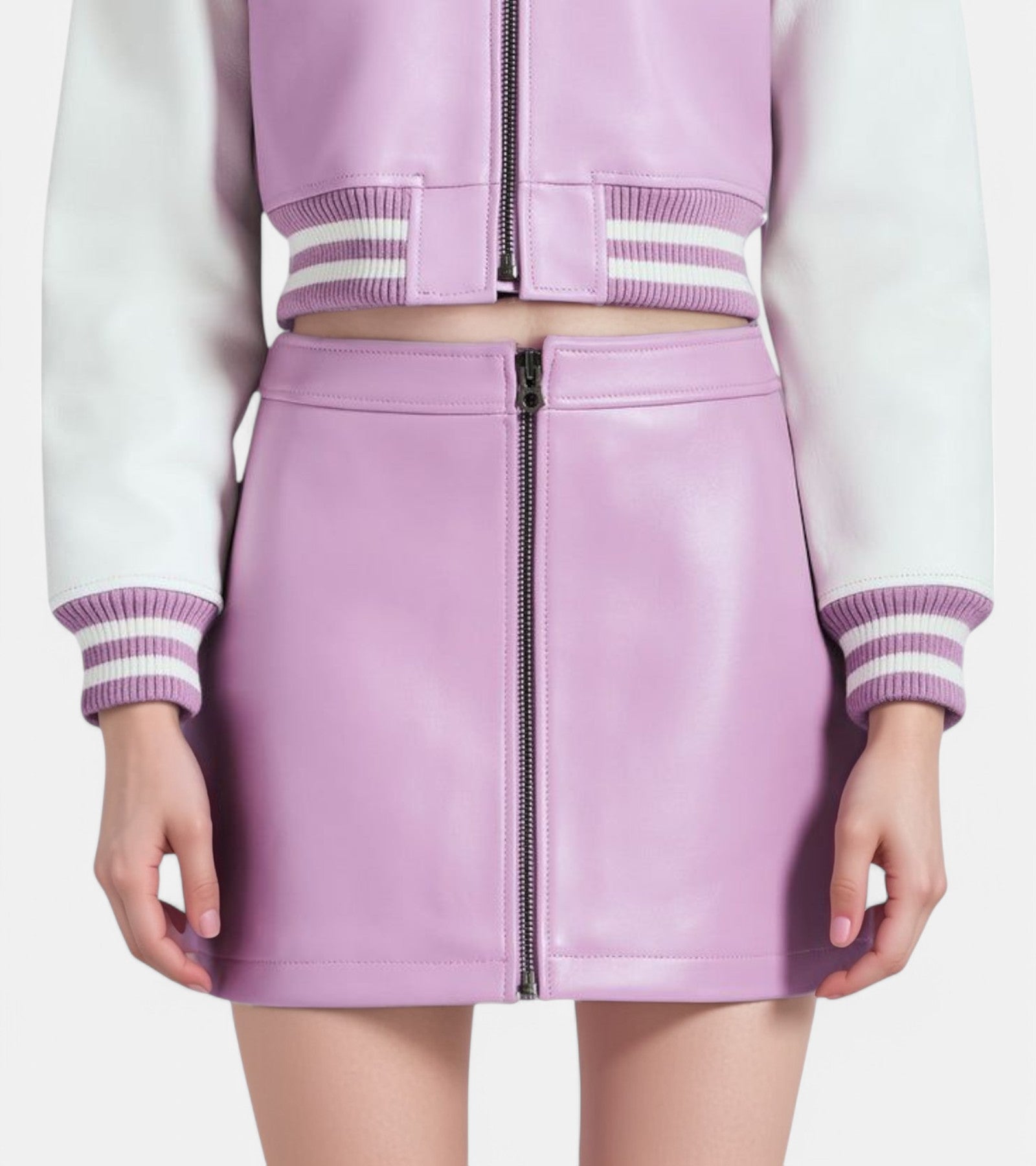 Light Pink VeraVogue Vegan Leather Skirt