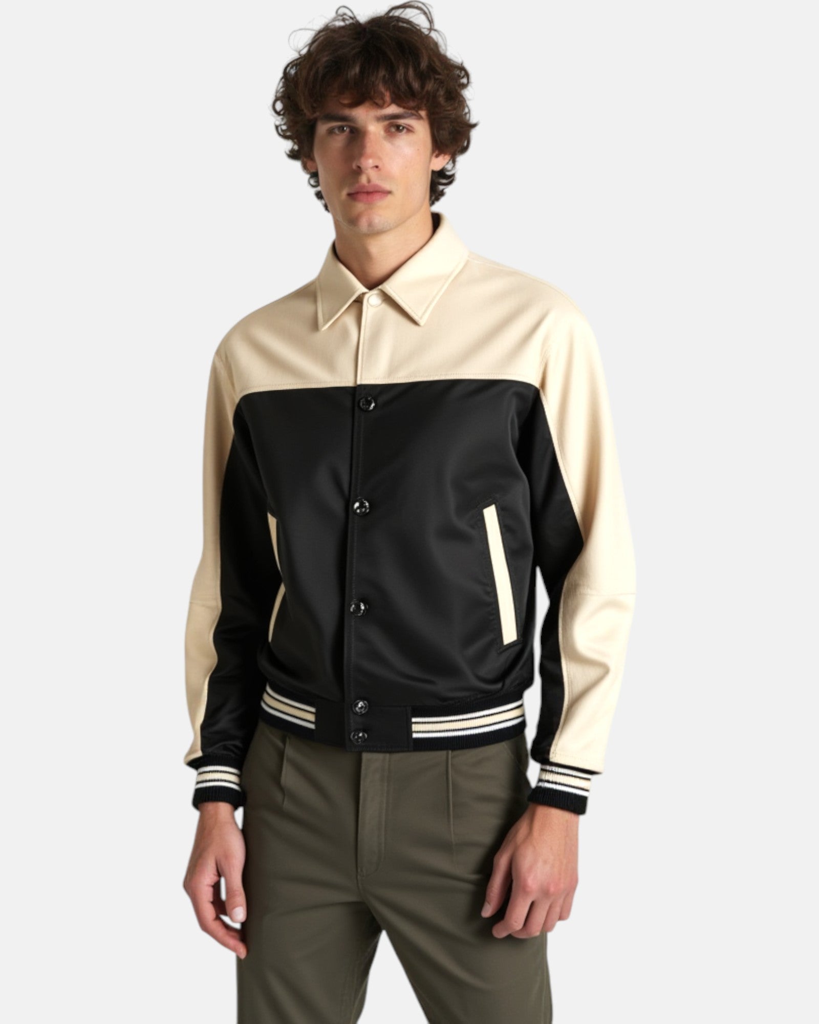 Peach Black Vegan Leather Blouson