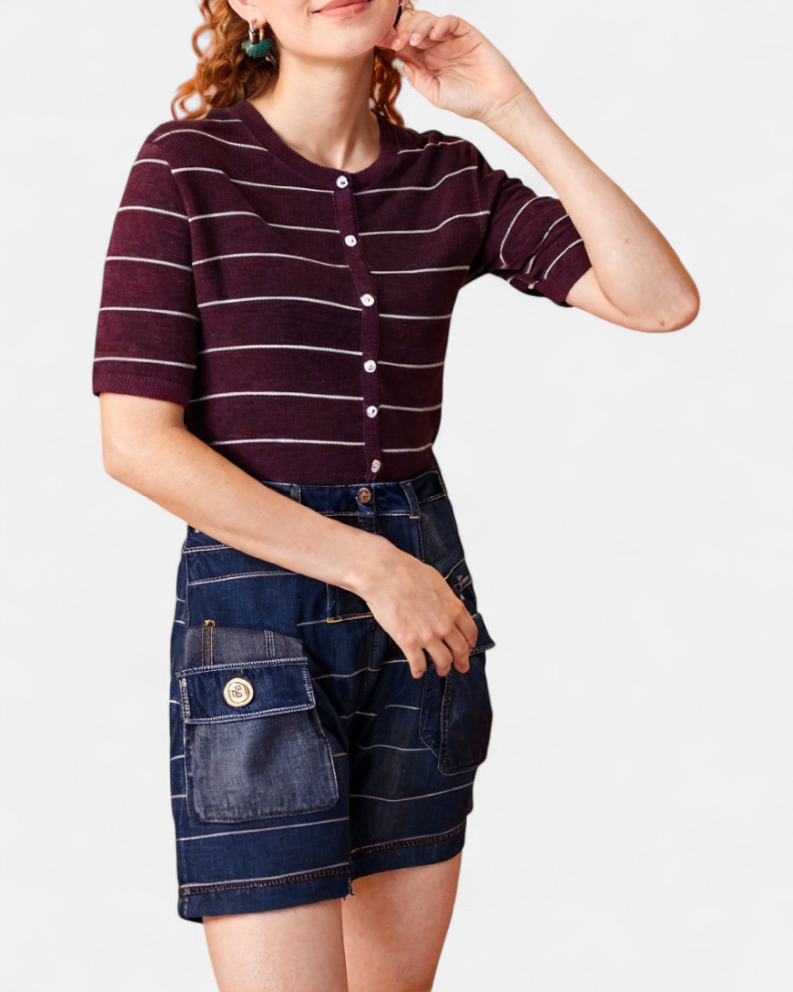 Berry Line Sweater Cardigan