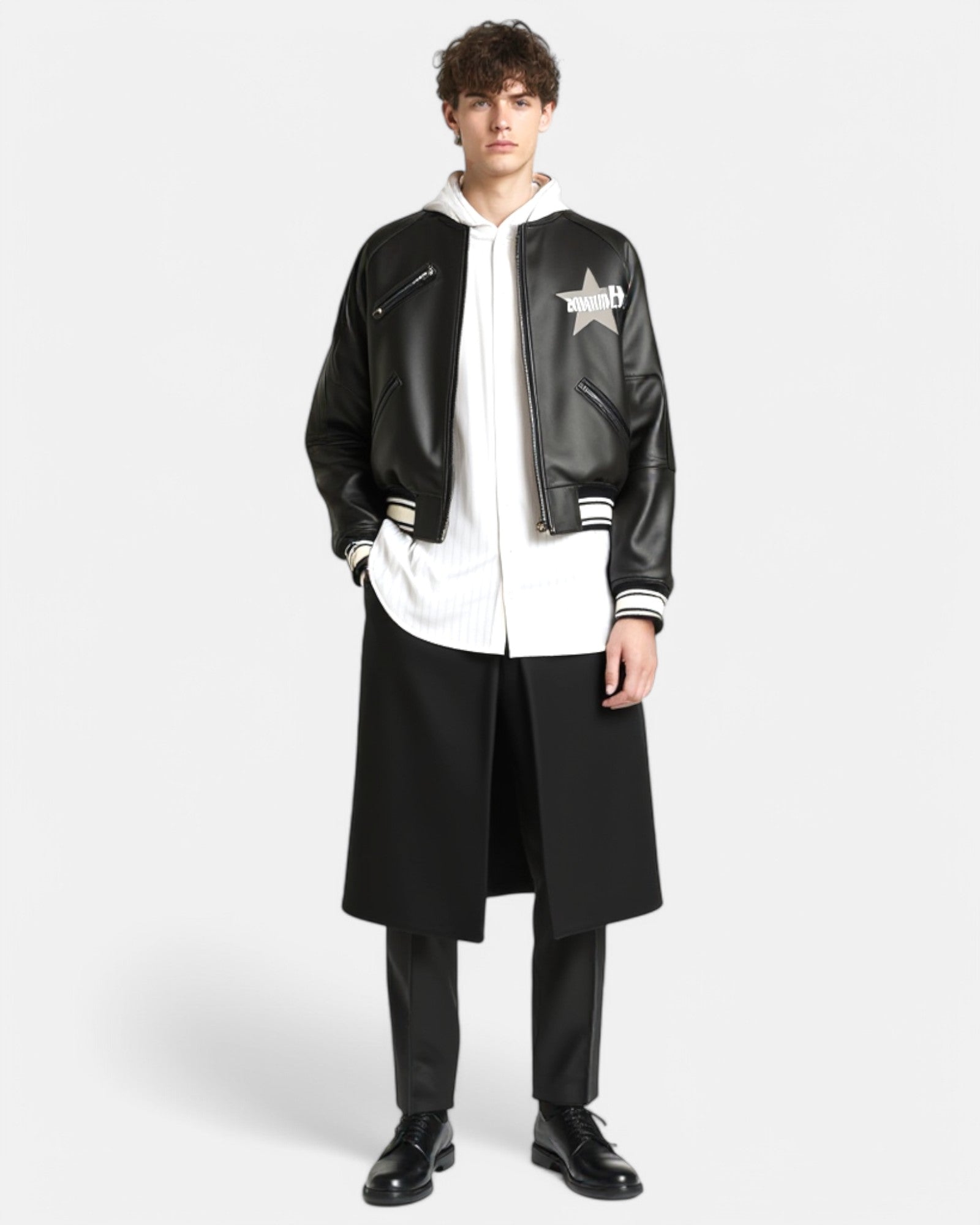 Charcoal Varsity Vegan Leather Jacket