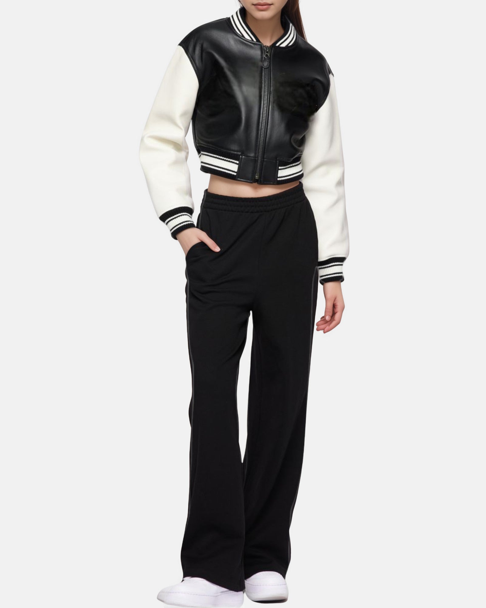 Black Varsity VeraVogue Cropped Jacket