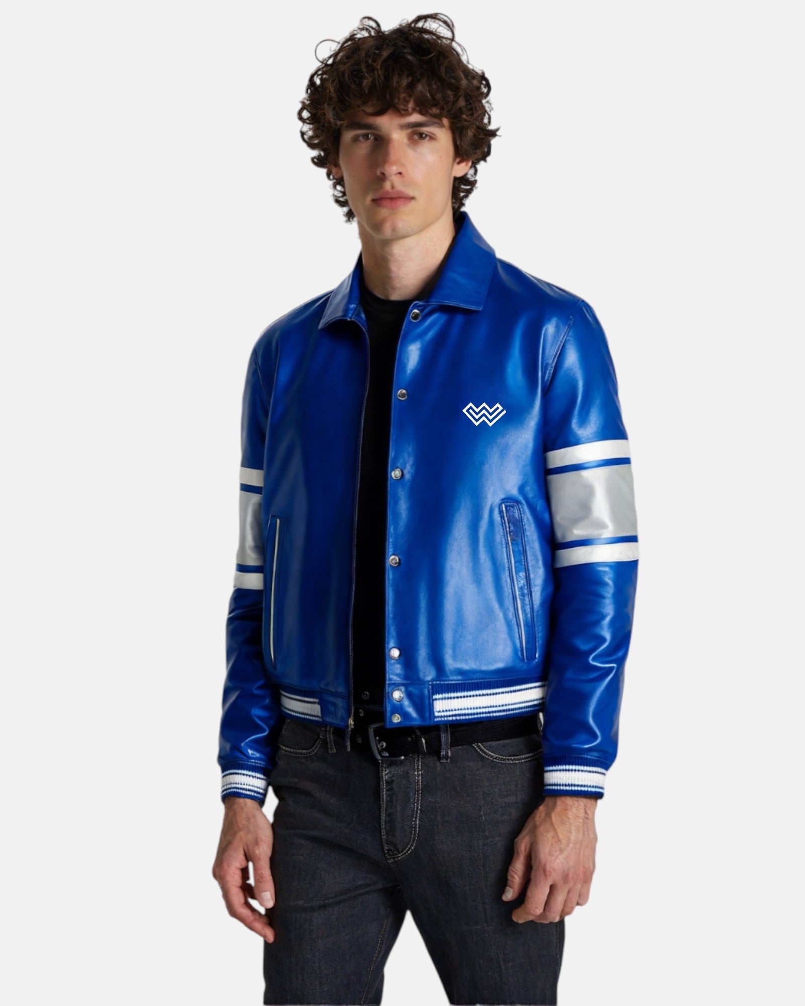Blueberry Blue Viking Vegan Leather Jacket