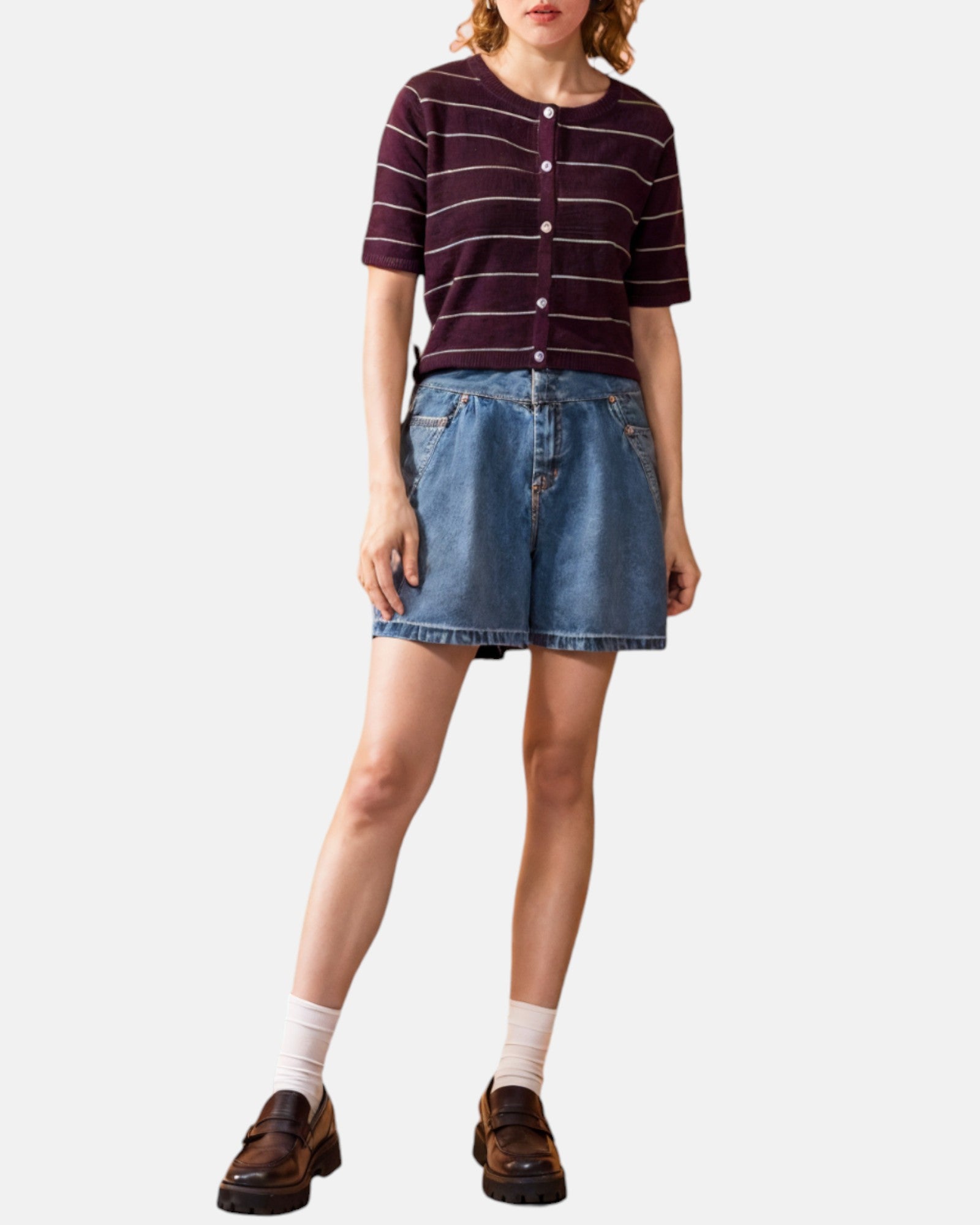 Berry Line Sweater Cardigan