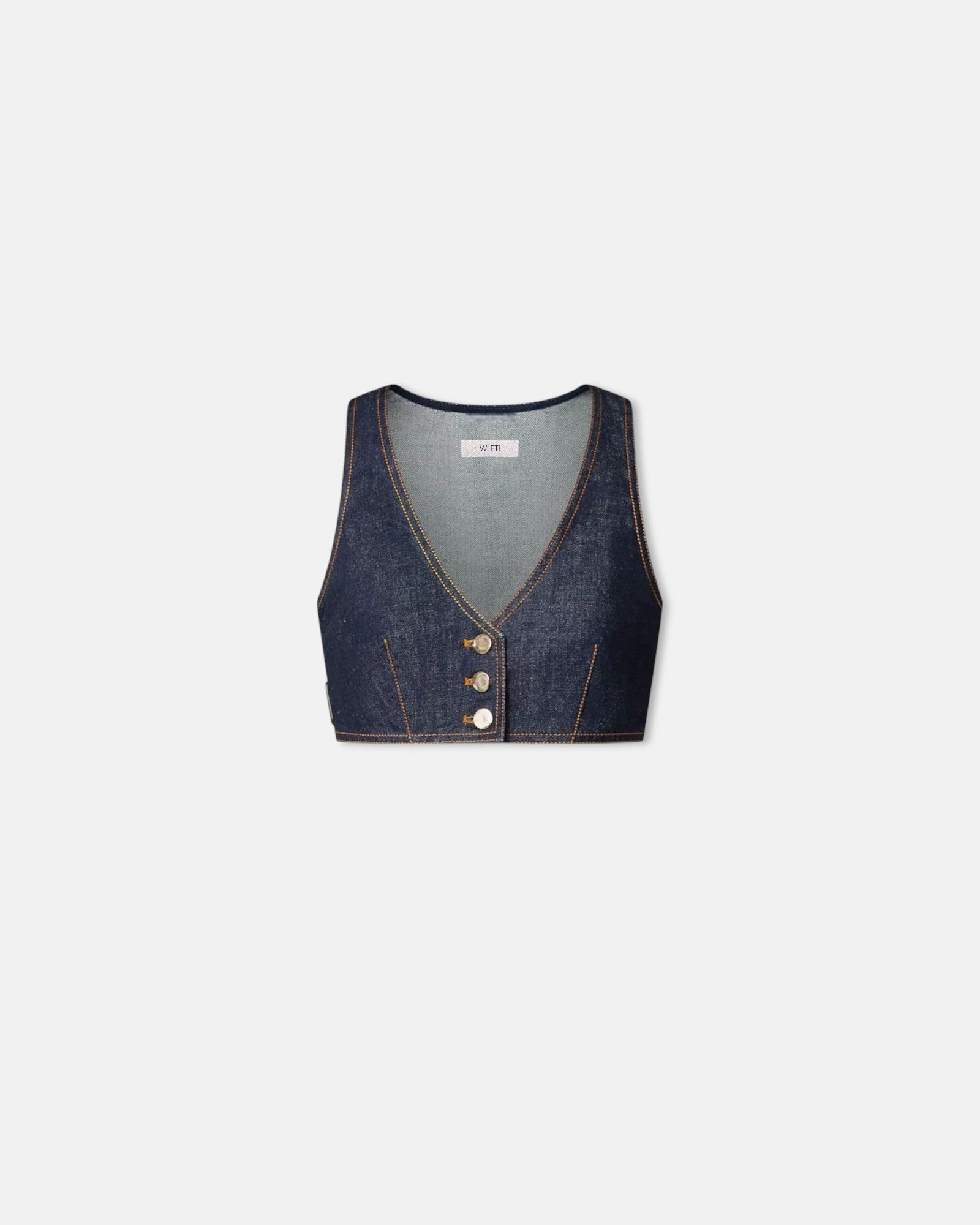 Denim Davy Grey Blue Crop Vest