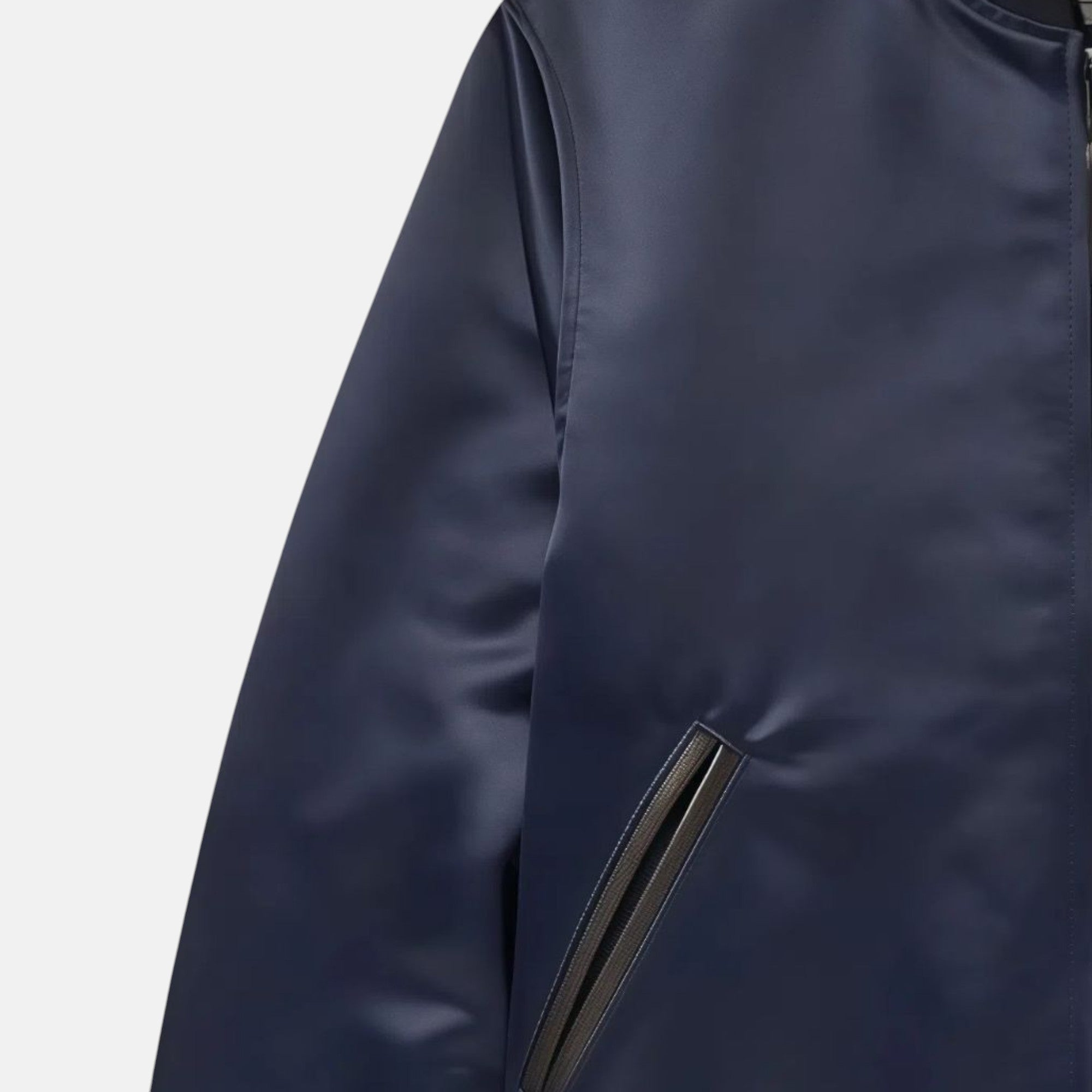 Navy Grey Satin Padded Jacket