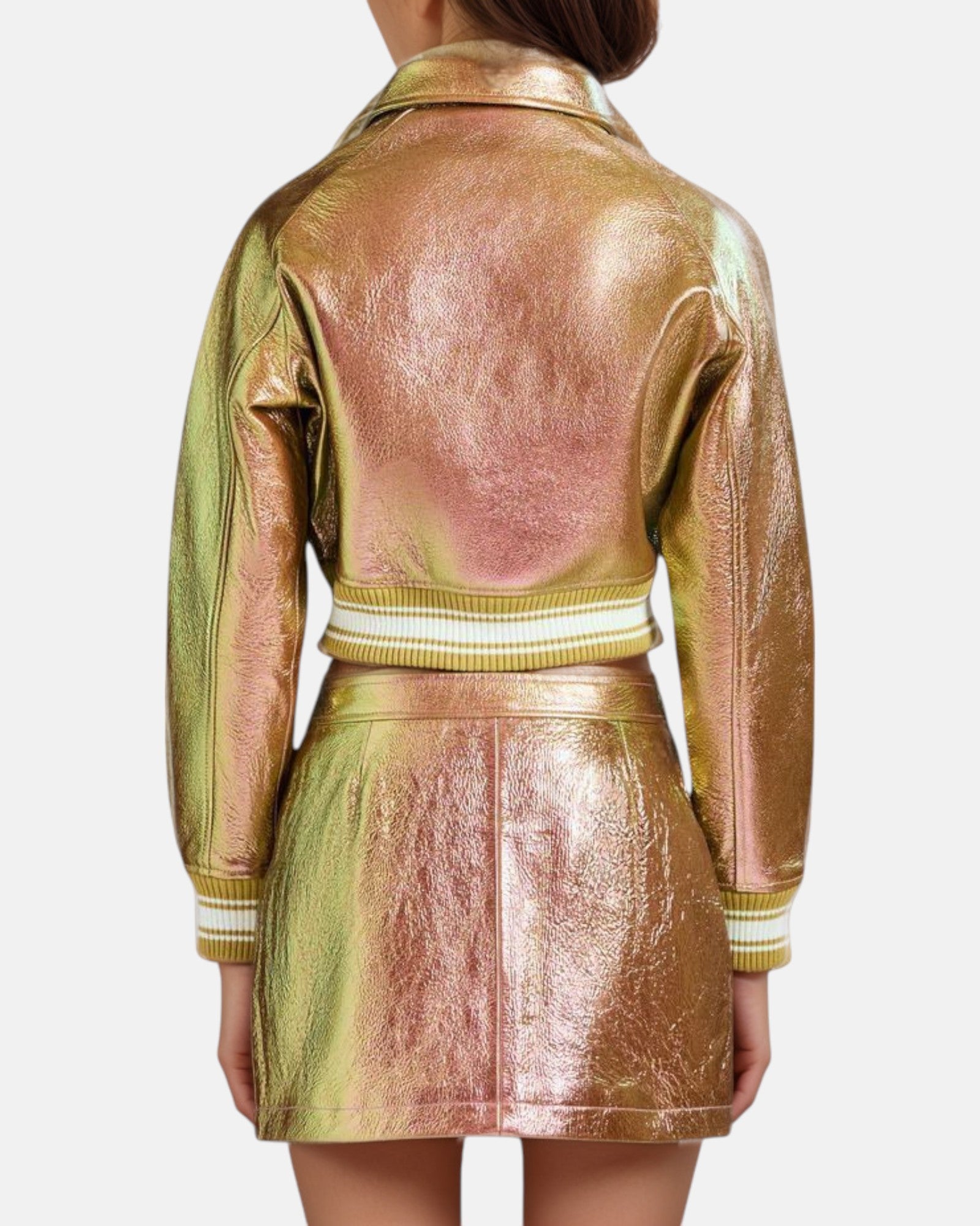 Mettalic Golden VeraVogue Cropped Jacket