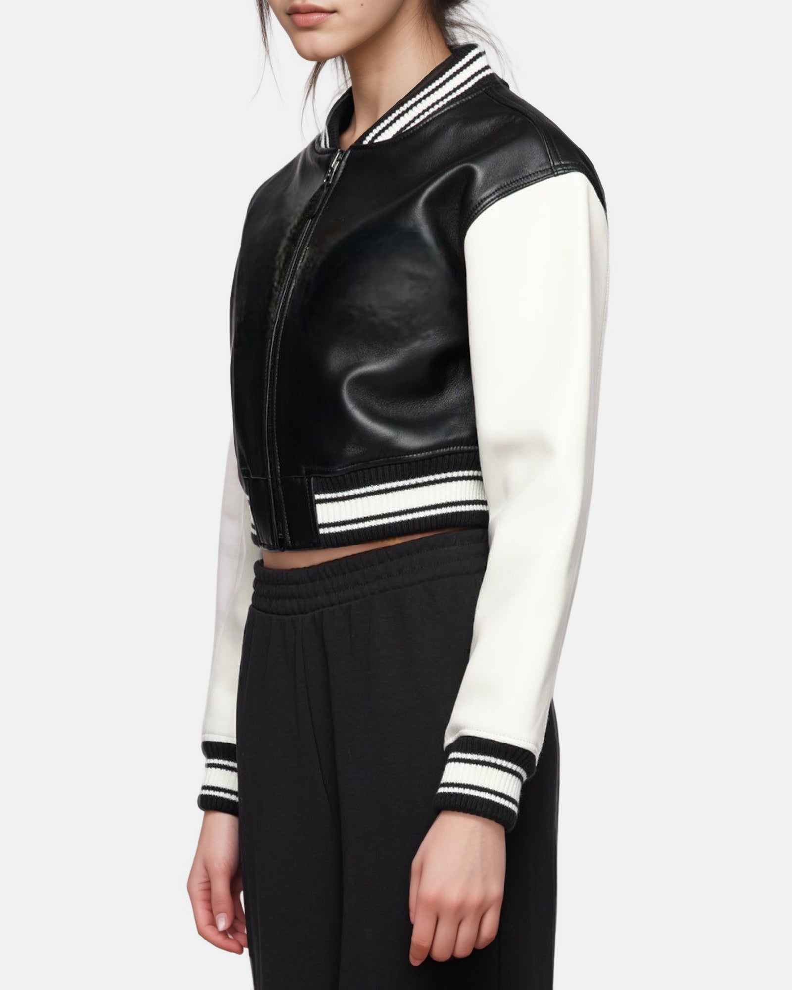 Black Varsity VeraVogue Cropped Jacket