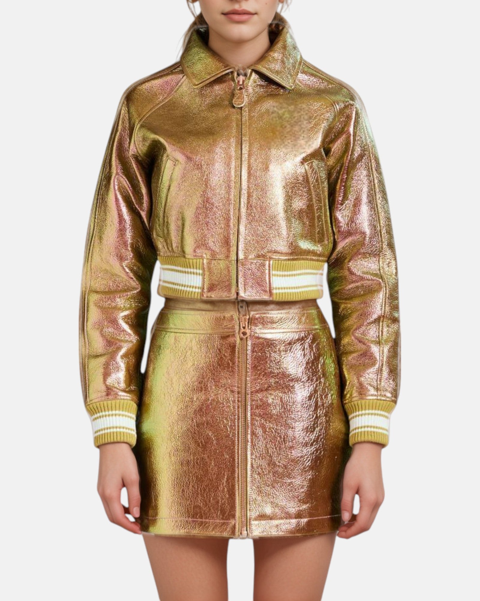 Mettalic Golden VeraVogue Cropped Jacket