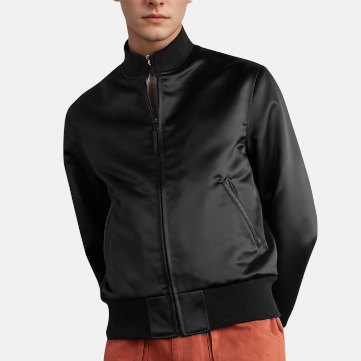 Jet Black Satin Padded Jacket