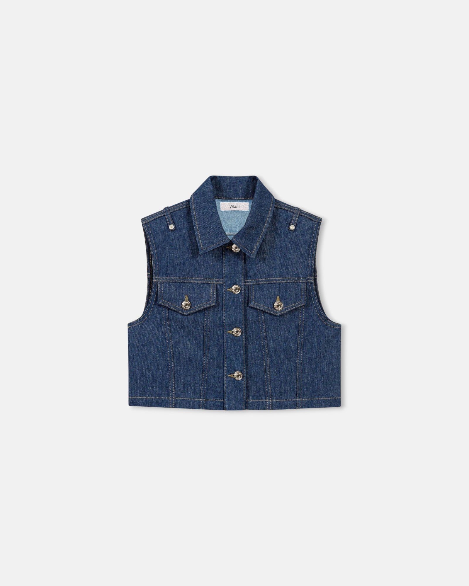 Denim Cropped Tealish Blue Vest