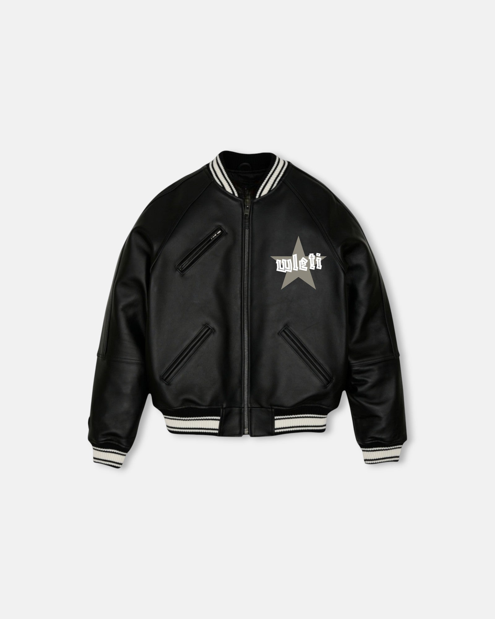 Charcoal Varsity Vegan Leather Jacket