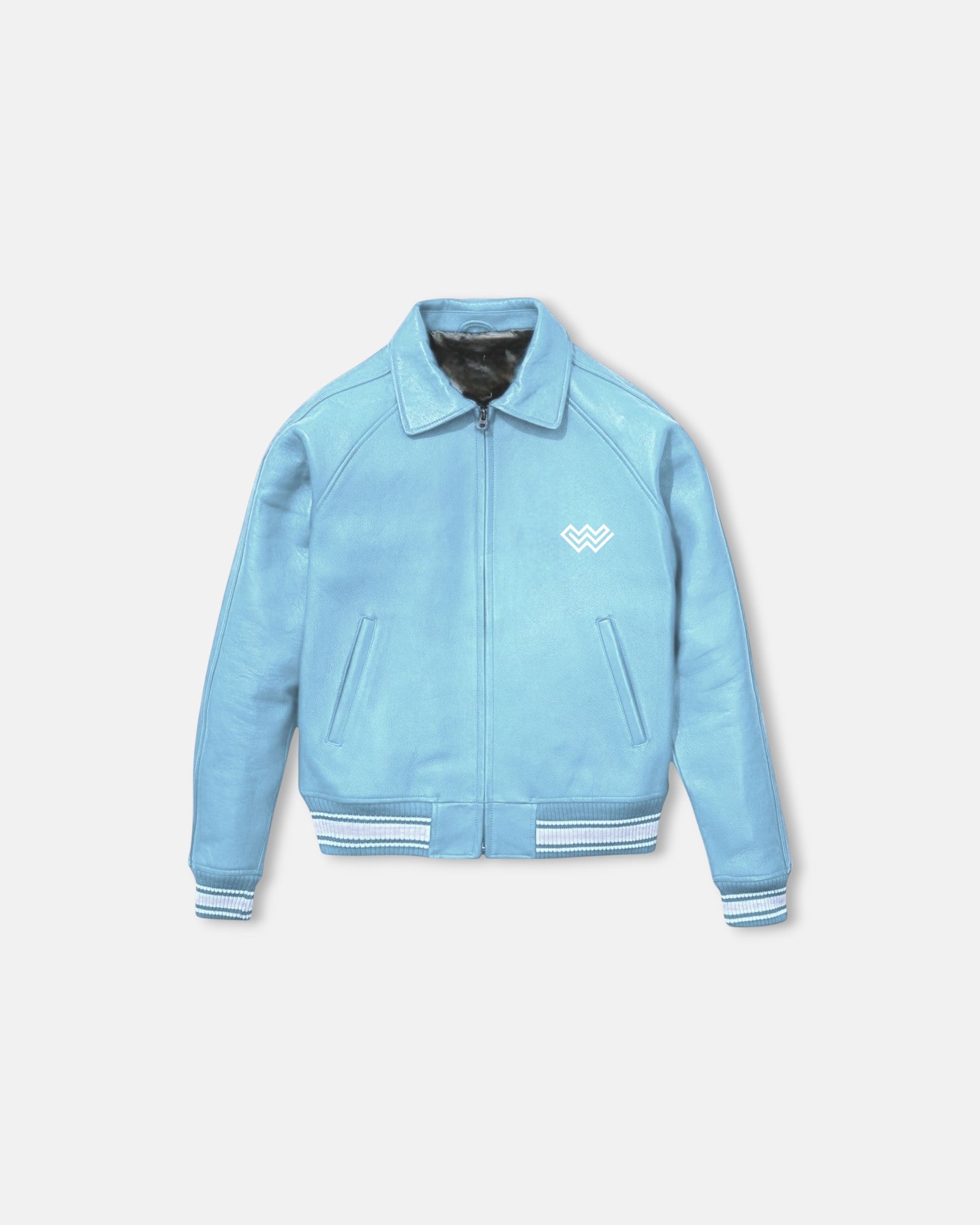 Coral Blue Vegan Leather Jacket